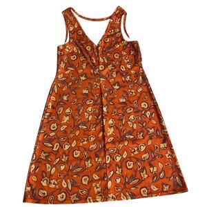 Giorgio Fiorlini Collection Sun Dress Made in USA Floral Burnt Orange Summer L